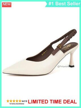 Pointed-Toe Slingback Heels Leather Upper Lining 2.76" Mid-Heel Dress Shoes for